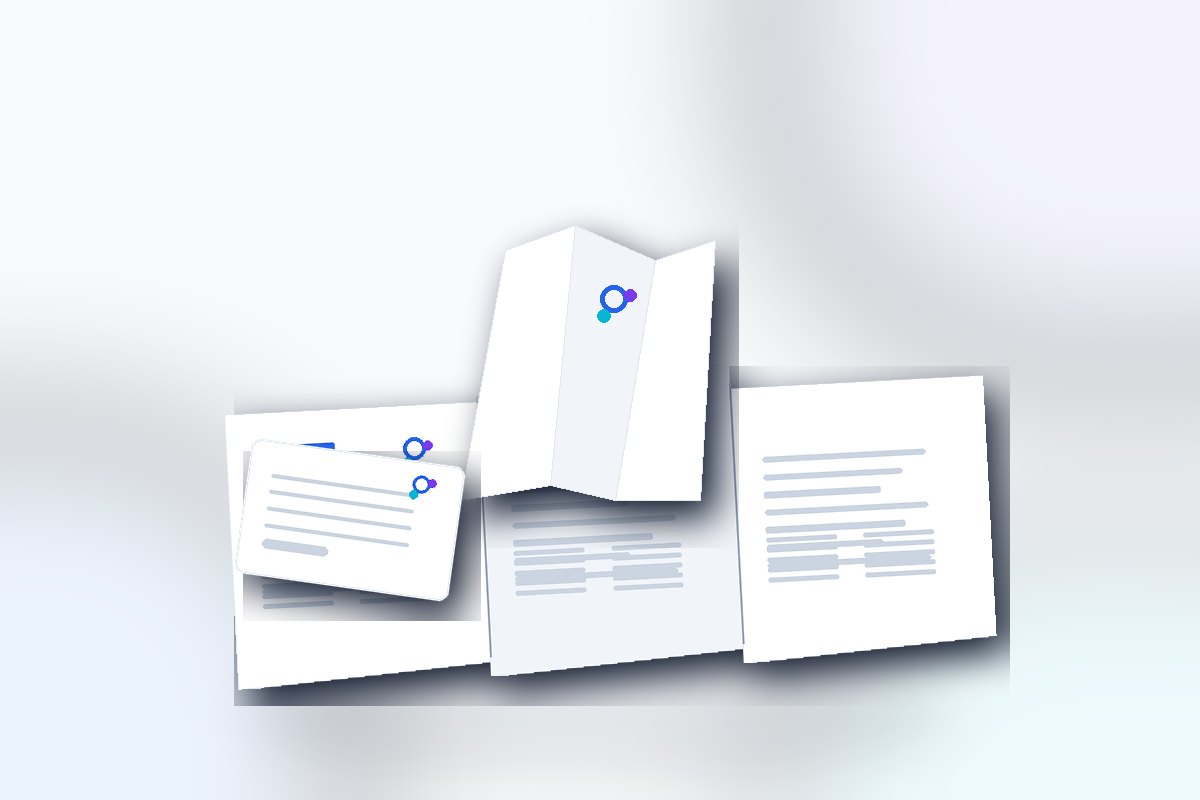 Visuel produit ReflexPrinting : Flyers pliés, catégorie Nos dépliants, style premium bleu violet.