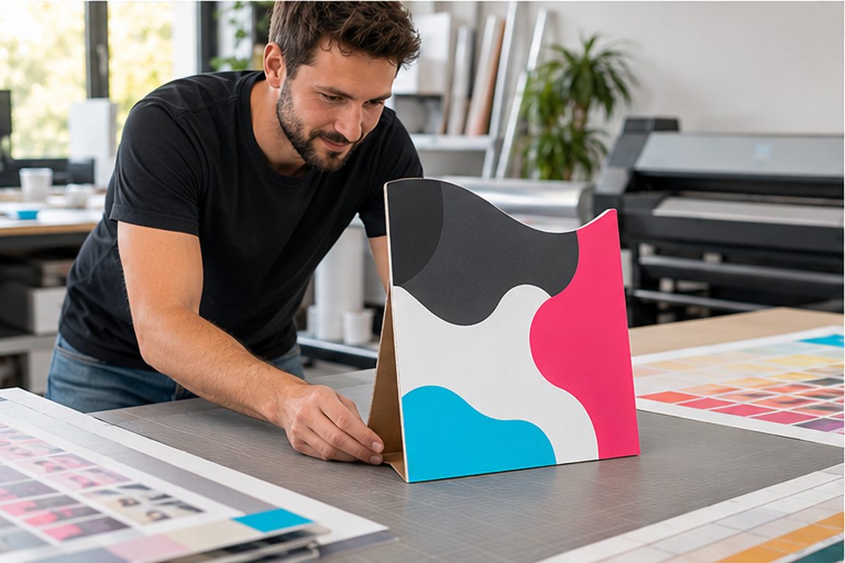 Chevalet de comptoir Wave imprimé en quadrichromie par ReflexPrinting