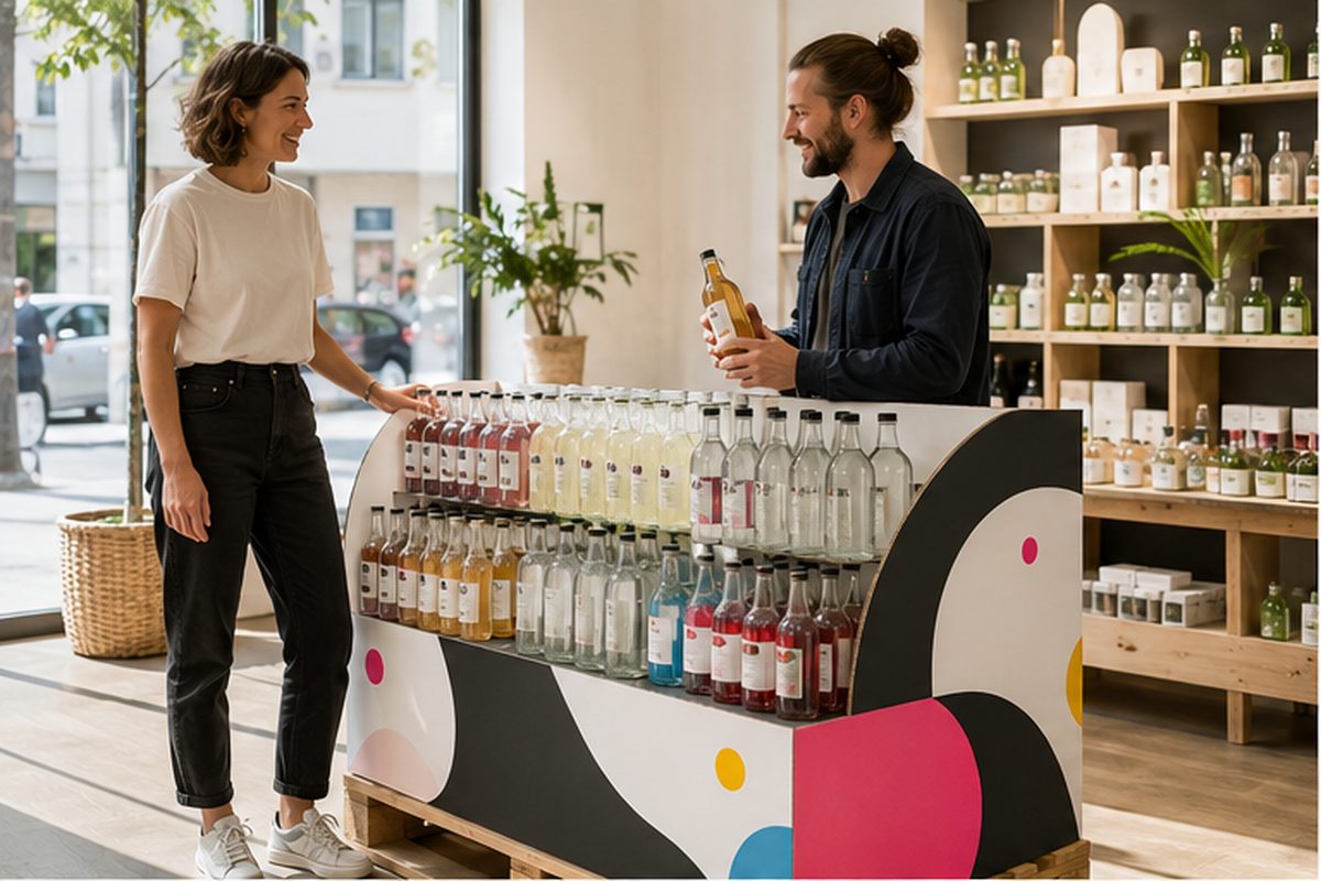 PLV sur mât de palette personnalisée imprimée en quadrichromie par ReflexPrinting